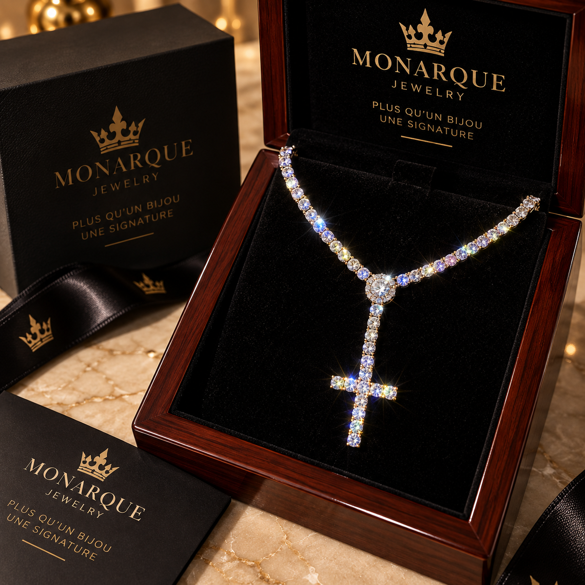 Collier Croix Royale VVS Moissanite💎